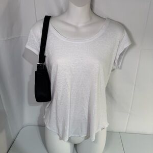 Prana White Lightweight Tee Shirt Short Sleeve Scoop Neck Small